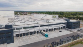 Pogled na regionalni distribucijski center KION Regional Distribution Center Central Europe v Kahlu na Majni iz zraka